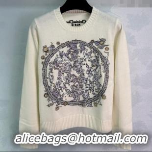 Top Grade Dior Wool Sweater with Embroidery 0814 White 2025