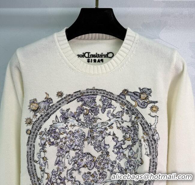 Top Grade Dior Wool Sweater with Embroidery 0814 White 2025