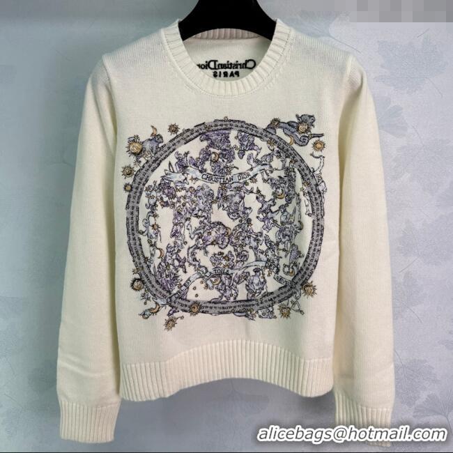 Top Grade Dior Wool Sweater with Embroidery 0814 White 2025
