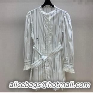 Buy Luxury Dior Striped Dres with Lace 0813 White 2025