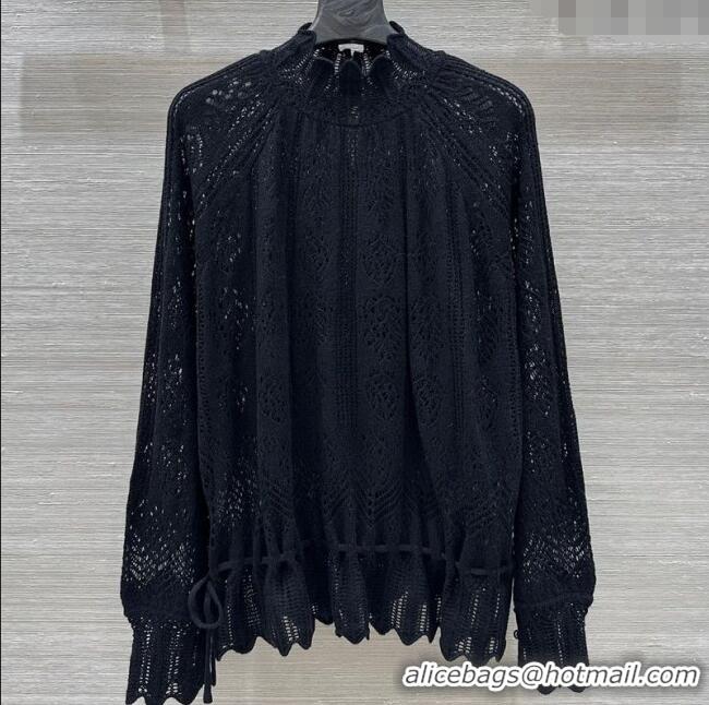 Low Price Dior Cashmere Wool Crochet Sweater 0815 Black 2025