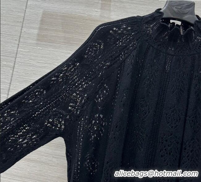 Low Price Dior Cashmere Wool Crochet Sweater 0815 Black 2025
