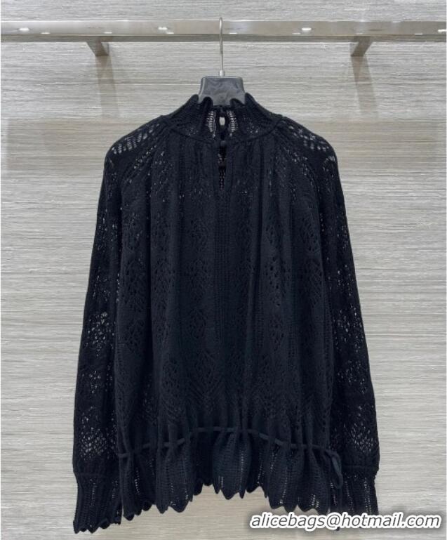 Low Price Dior Cashmere Wool Crochet Sweater 0815 Black 2025