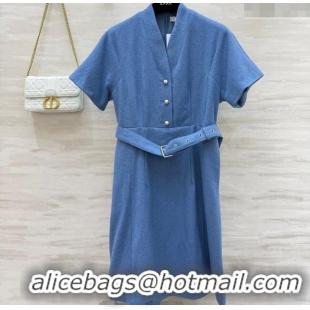 Top Grade Dior Tweed Dress 0812 Blue 2025