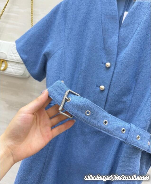 Top Grade Dior Tweed Dress 0812 Blue 2025