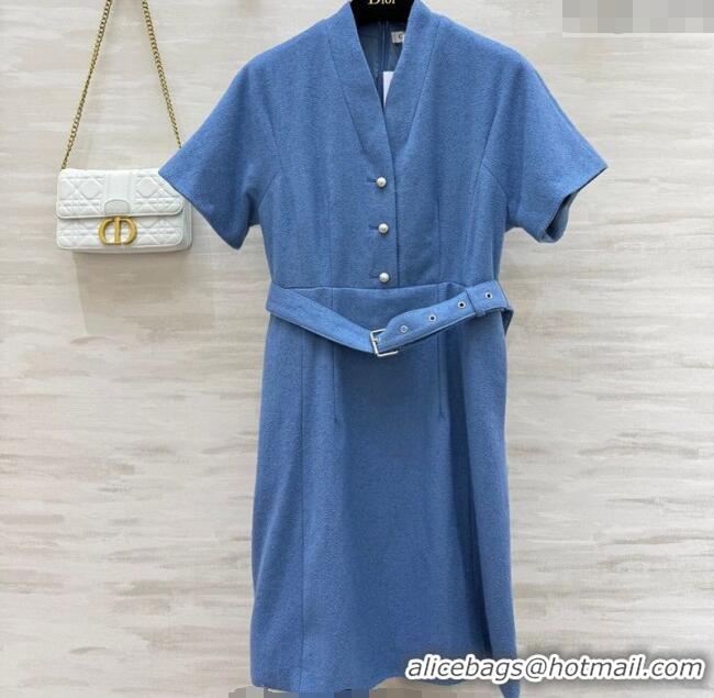 Top Grade Dior Tweed Dress 0812 Blue 2025