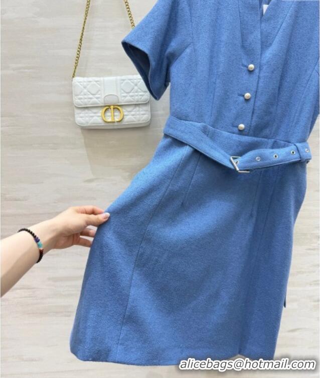 Top Grade Dior Tweed Dress 0812 Blue 2025