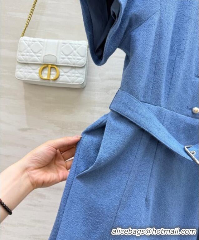 Top Grade Dior Tweed Dress 0812 Blue 2025