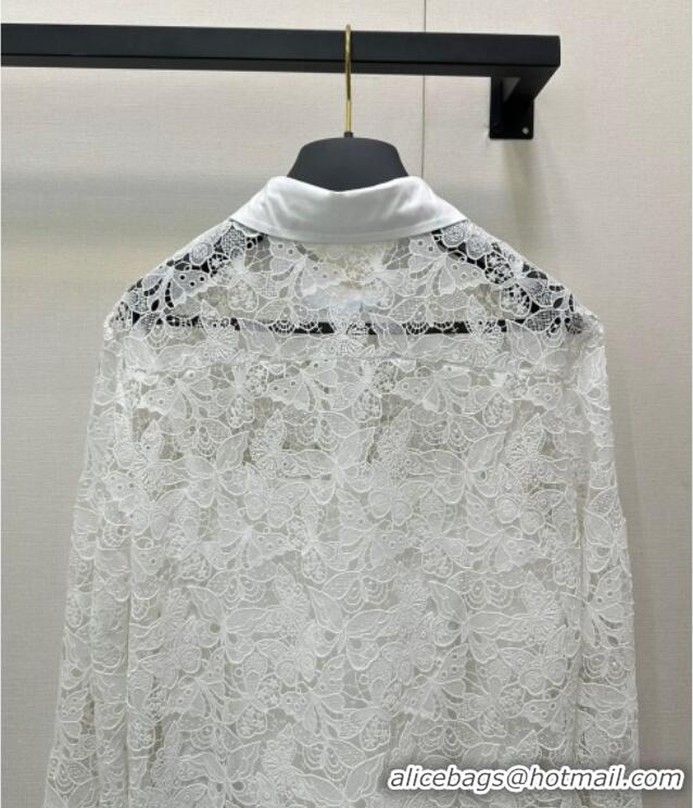 Famous Brand Dior Embroidered Lace Jacket 0812 White 2025