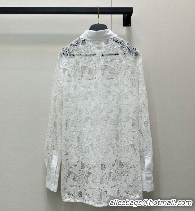 Famous Brand Dior Embroidered Lace Jacket 0812 White 2025