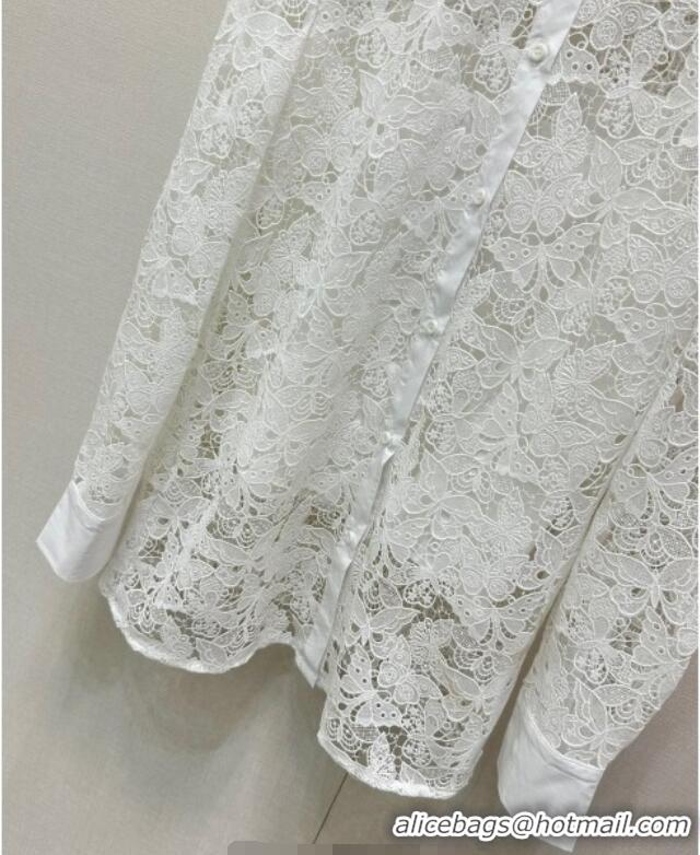 Famous Brand Dior Embroidered Lace Jacket 0812 White 2025
