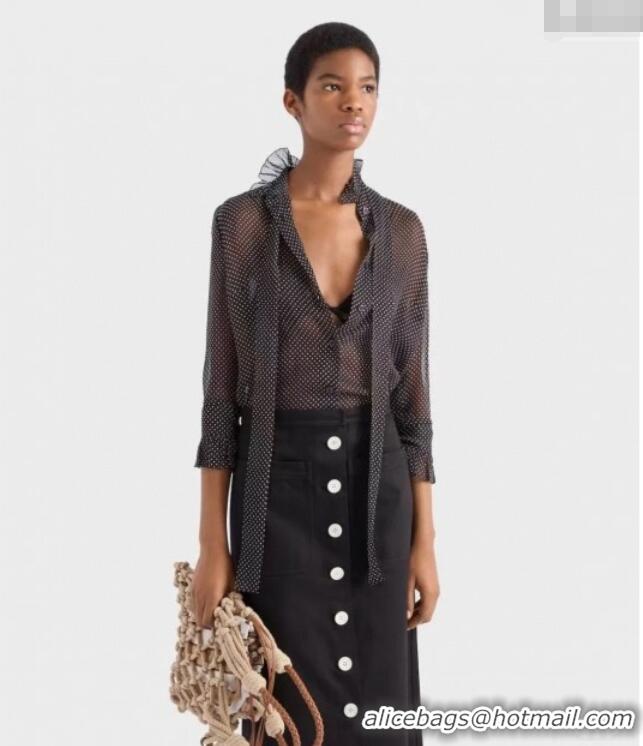 Reasonable Price Prada Dotted Silk Shirt 0812 Black 2025