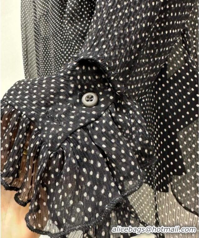 Reasonable Price Prada Dotted Silk Shirt 0812 Black 2025
