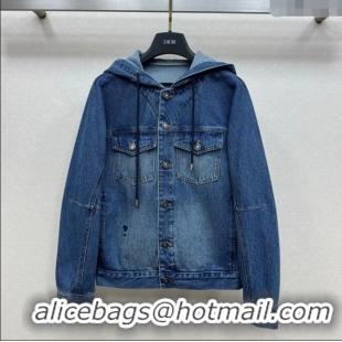 Best Quality Dior Denim Hoodie Jacket 0815 Blue 2025