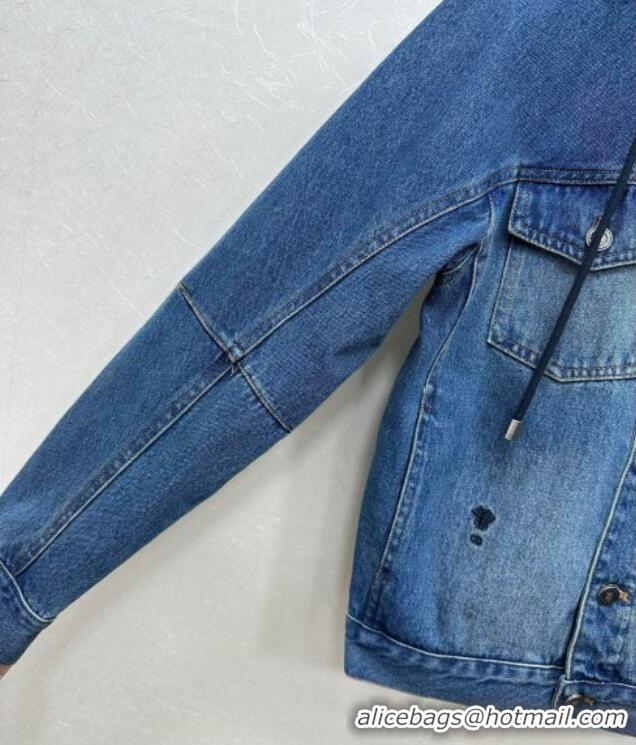 Best Quality Dior Denim Hoodie Jacket 0815 Blue 2025