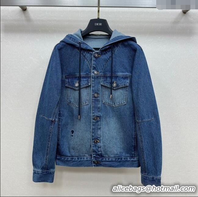 Best Quality Dior Denim Hoodie Jacket 0815 Blue 2025