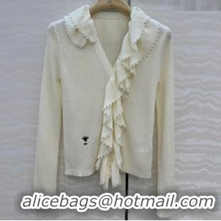 Top Quality Dior Linen and Silk Cardigan 0815 White 2025