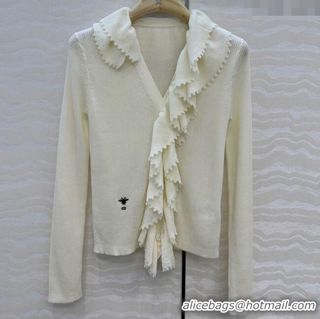 Top Quality Dior Linen and Silk Cardigan 0815 White 2025