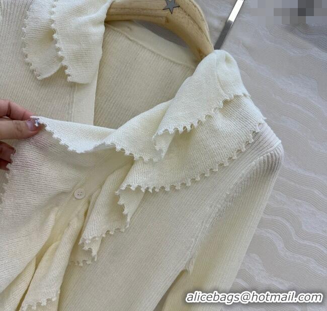 Top Quality Dior Linen and Silk Cardigan 0815 White 2025