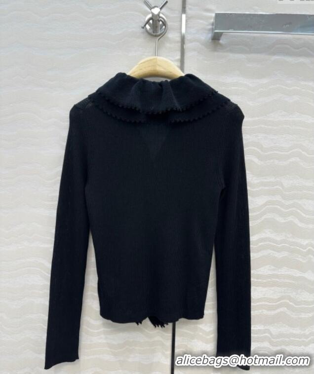 Top Quality Dior Linen and Silk Cardigan 0815 Black 2025