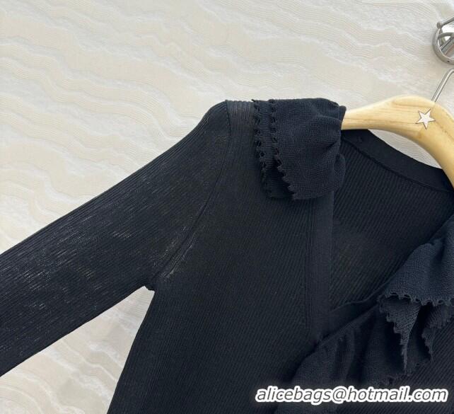 Top Quality Dior Linen and Silk Cardigan 0815 Black 2025