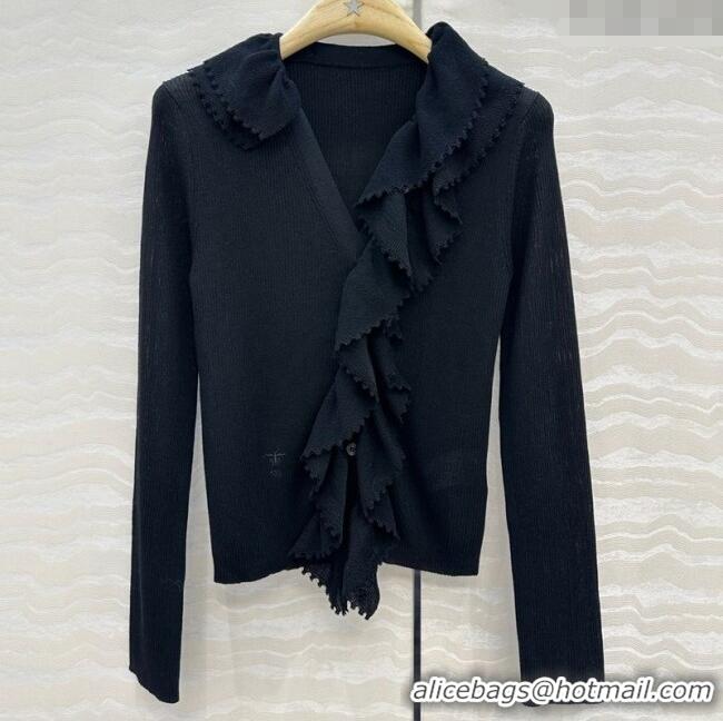 Top Quality Dior Linen and Silk Cardigan 0815 Black 2025