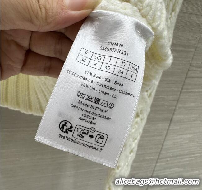 Grade Quality Dior Silk & Cashmere Cardigan D82125 Beige 2025