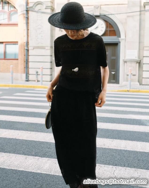 Shop Low Cost Dior Knit Top and Skirt D9215 Black 2025