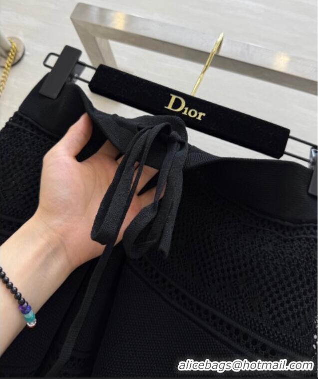 Shop Low Cost Dior Knit Top and Skirt D9215 Black 2025