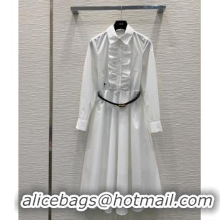 Most Popular Dior Cotton Dress with Ruffle DR090403 White 2025