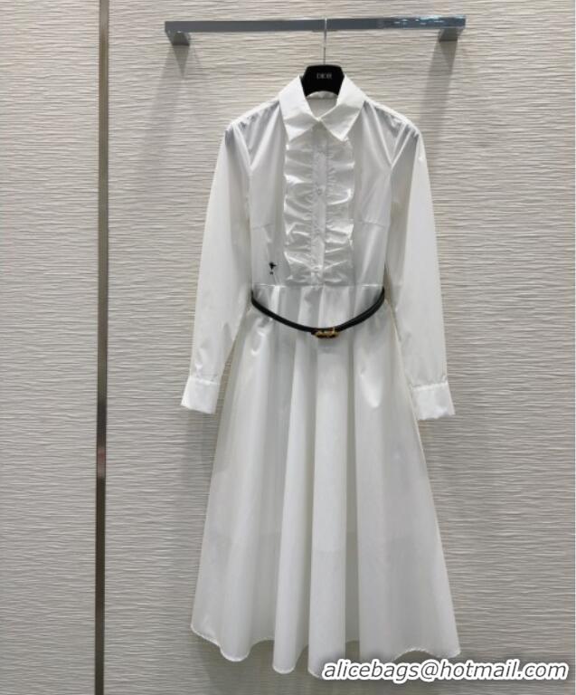 Most Popular Dior Cotton Dress with Ruffle DR090403 White 2025