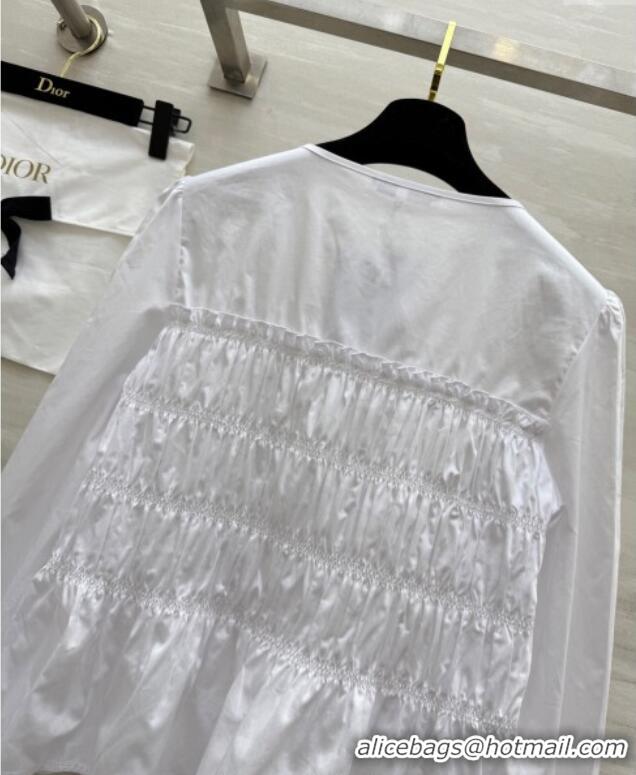 Original Cheap Dior Pleated Shirt DR0904087 White 2025