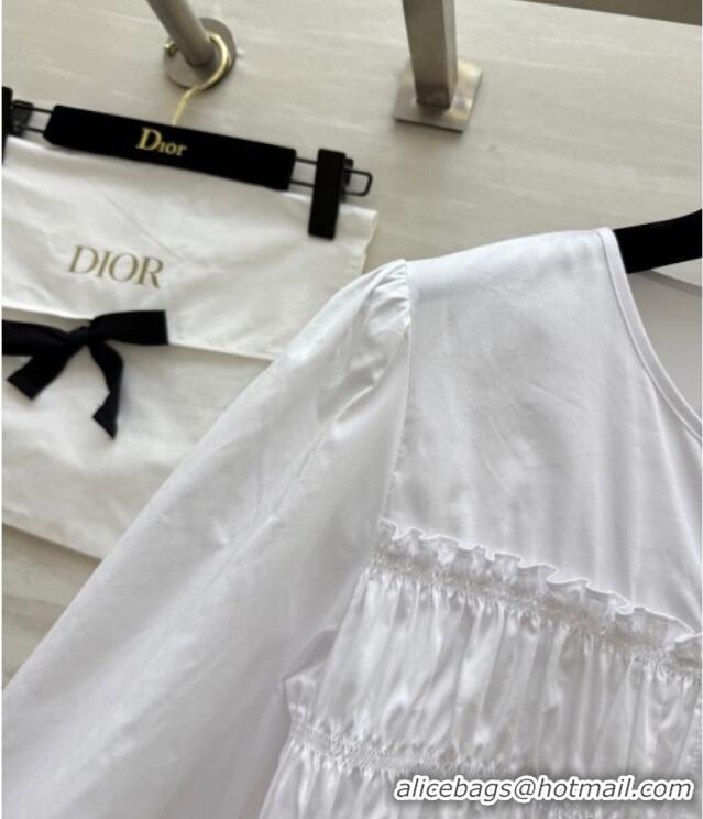 Original Cheap Dior Pleated Shirt DR0904087 White 2025