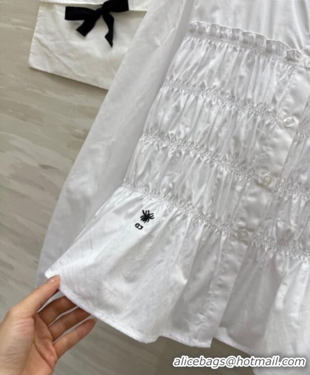 Original Cheap Dior Pleated Shirt DR0904087 White 2025
