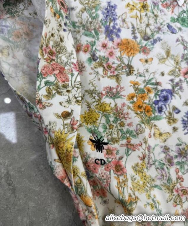 Shop Discount Dior Flora Printed Cotton Long Dress DR090513 2025