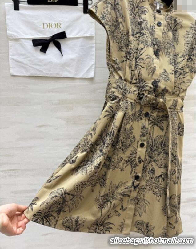 Buy Best Price Dior Printed Dress DR090521 Khaki 2025
