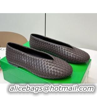 Best Grade Bottega Veneta Rosa Ballerinas Flat in Mini Intrecciato Leather Fondant Brown 0823008