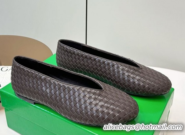 Best Grade Bottega Veneta Rosa Ballerinas Flat in Mini Intrecciato Leather Fondant Brown 0823008