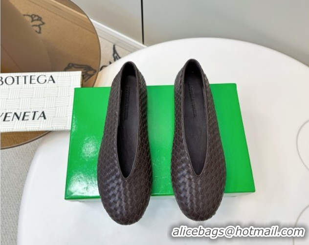 Best Grade Bottega Veneta Rosa Ballerinas Flat in Mini Intrecciato Leather Fondant Brown 0823008