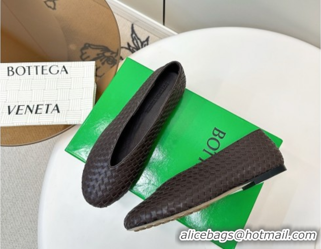 Best Grade Bottega Veneta Rosa Ballerinas Flat in Mini Intrecciato Leather Fondant Brown 0823008