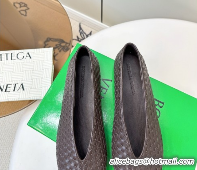 Best Grade Bottega Veneta Rosa Ballerinas Flat in Mini Intrecciato Leather Fondant Brown 0823008