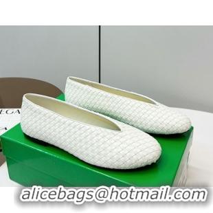 Low Price Bottega Veneta Rosa Ballerinas Flat in Mini Intrecciato Leather White 50823009