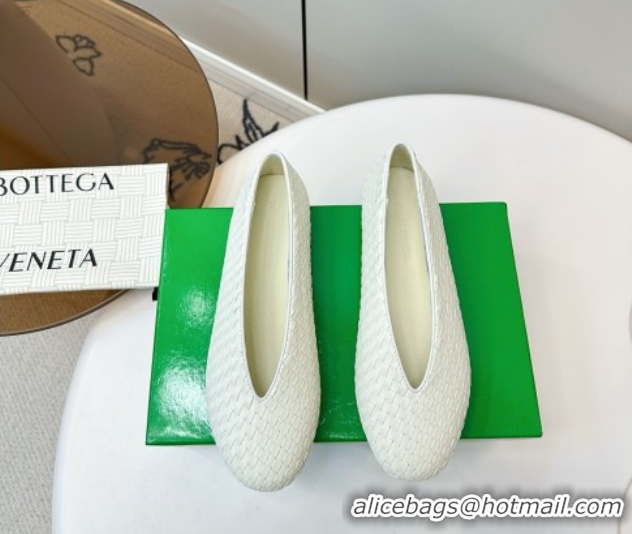 Low Price Bottega Veneta Rosa Ballerinas Flat in Mini Intrecciato Leather White 50823009