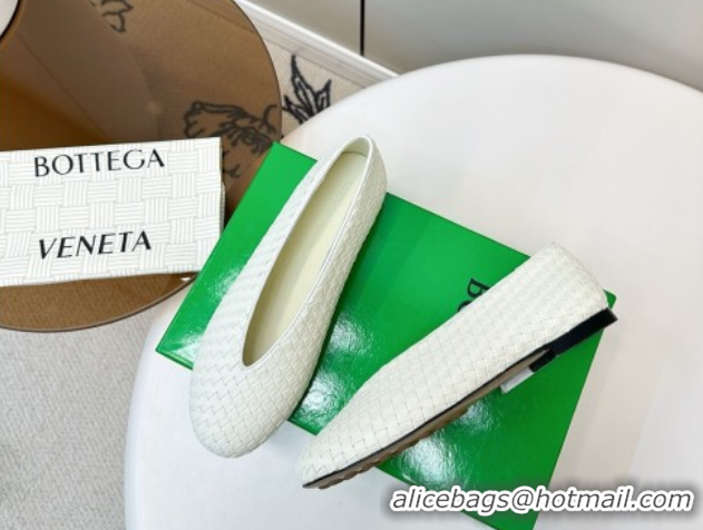 Low Price Bottega Veneta Rosa Ballerinas Flat in Mini Intrecciato Leather White 50823009