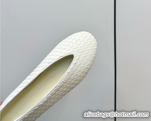 Low Price Bottega Veneta Rosa Ballerinas Flat in Mini Intrecciato Leather White 50823009