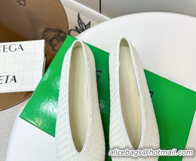 Low Price Bottega Veneta Rosa Ballerinas Flat in Mini Intrecciato Leather White 50823009