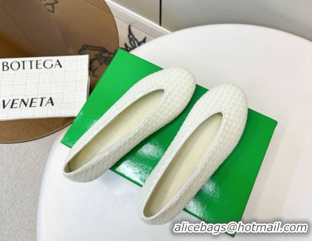 Low Price Bottega Veneta Rosa Ballerinas Flat in Mini Intrecciato Leather White 50823009