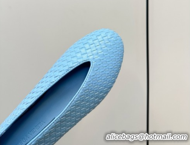 Good Looking Bottega Veneta Rosa Ballerinas Flat in Mini Intrecciato Leather Blue 0823011