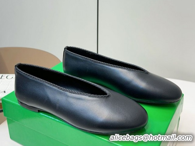 Luxurious Bottega Veneta Rosa Ballerinas Flat in Calfskin Leather Black 0823012
