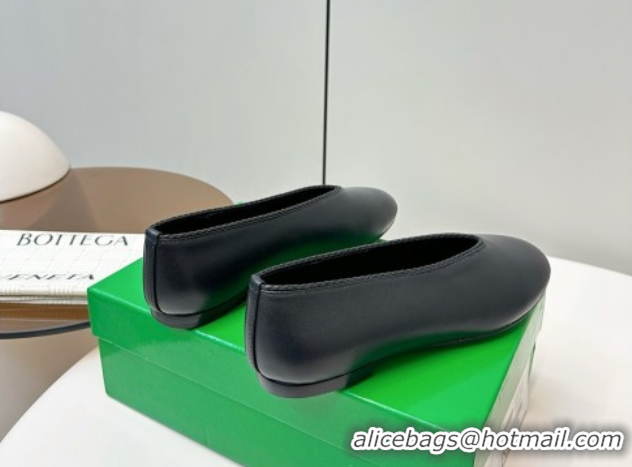 Luxurious Bottega Veneta Rosa Ballerinas Flat in Calfskin Leather Black 0823012
